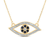 1/6 CTW-DIA CN 1/4CTW-RD-BS NAT GEM EVIL EYE NECKLACE(18 INCH)